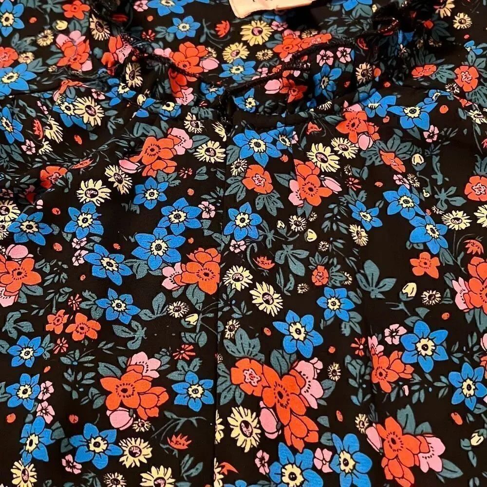 Philosophy Women's Multicolor Long Sleeve Floral Ruffle Neck Blouse Medium - Picture 7 of 9